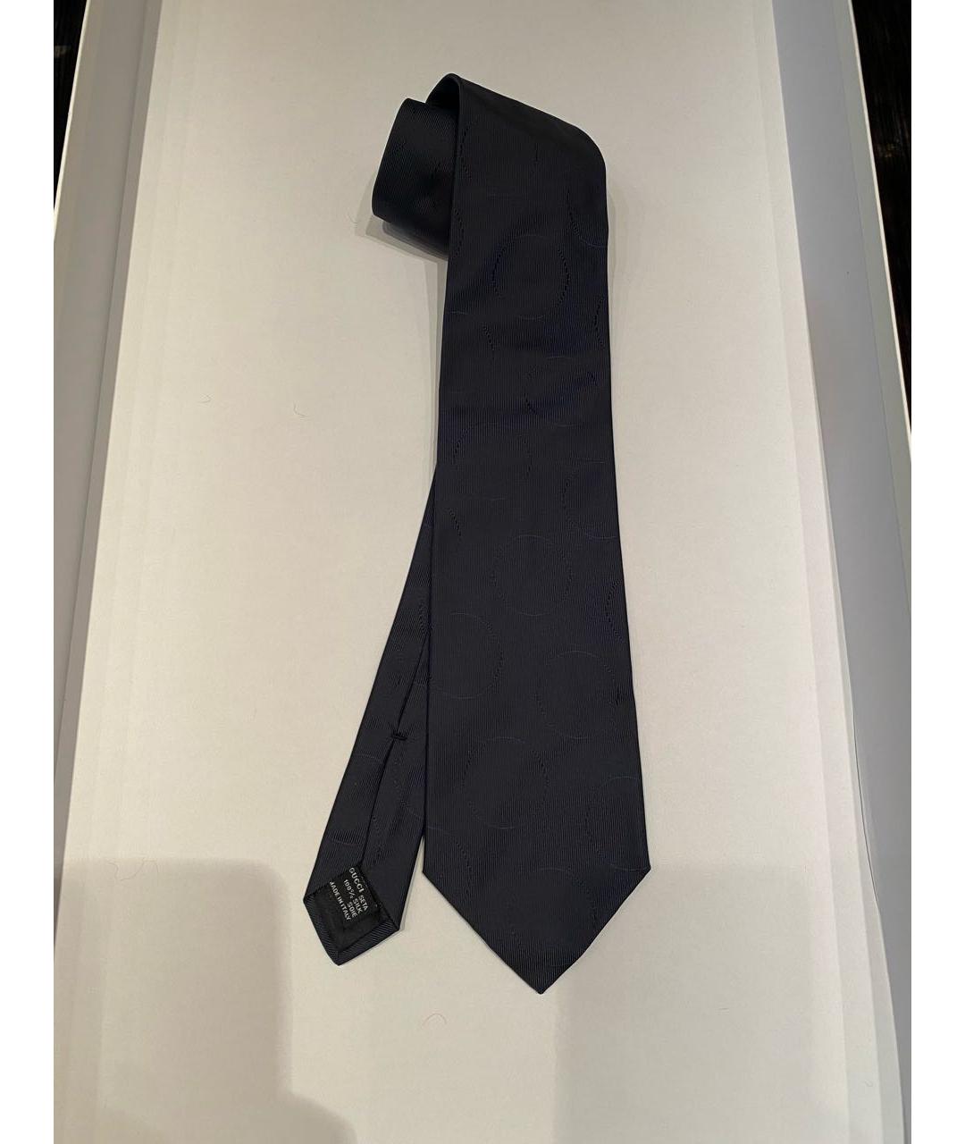 GUCCI Темно-синий шелковый галстук, фото 6