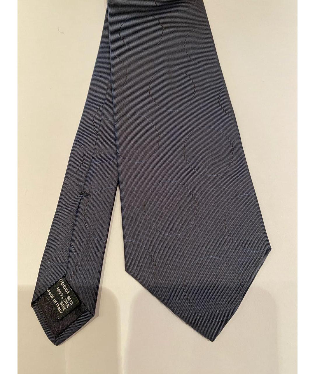 GUCCI Темно-синий шелковый галстук, фото 2