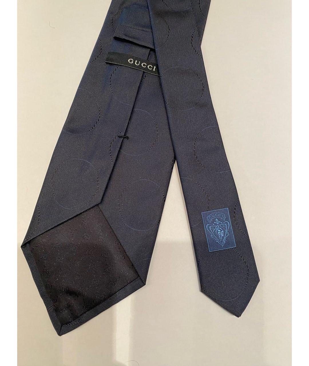 GUCCI Темно-синий шелковый галстук, фото 3