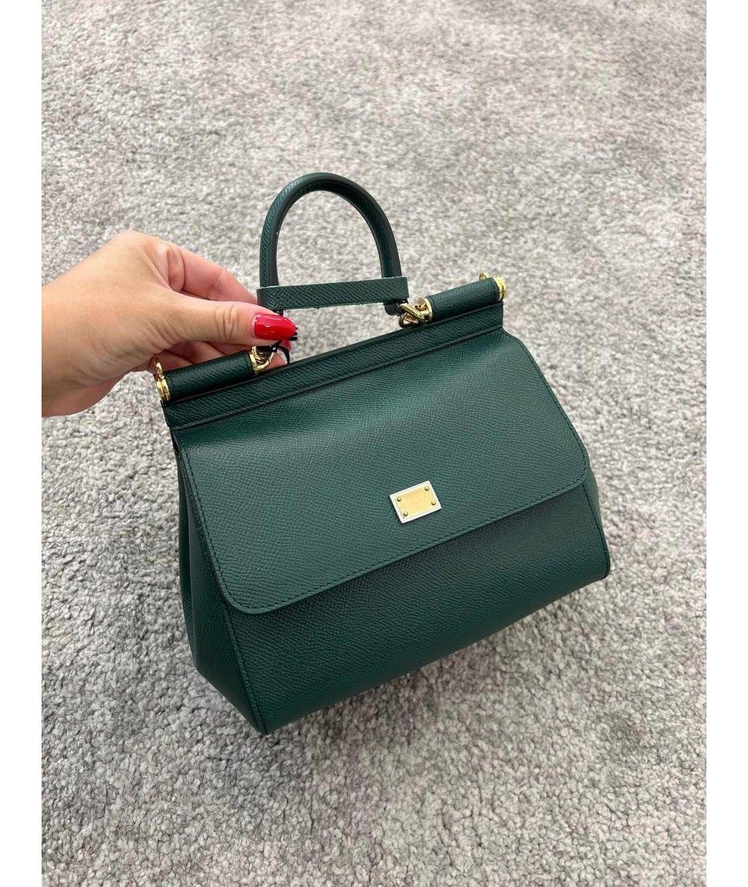 DOLCE&GABBANA Зеленая кожаная сумка с короткими ручками, фото 2