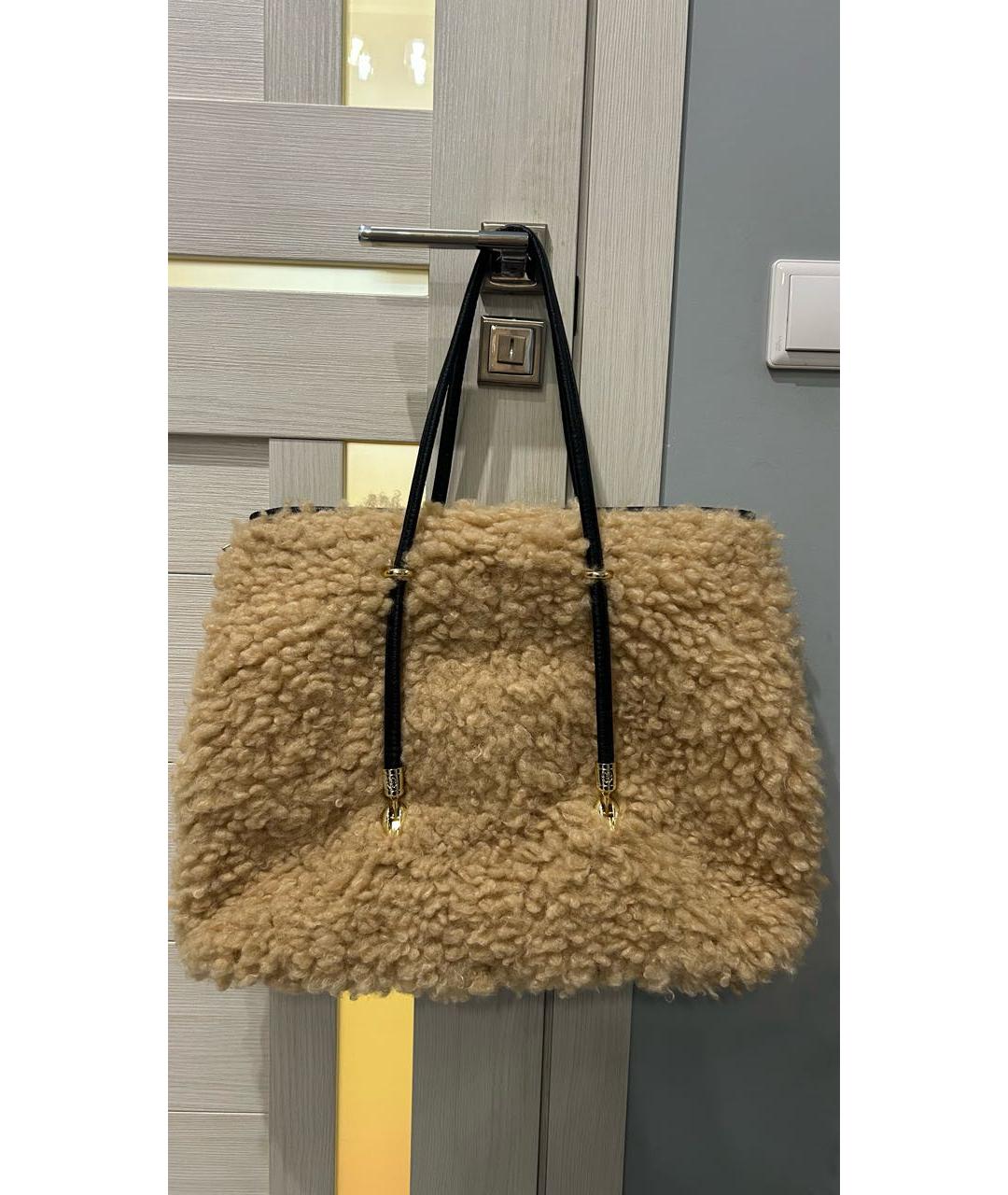 WEEKEND MAX MARA Бежевая синтетическая сумка тоут, фото 7