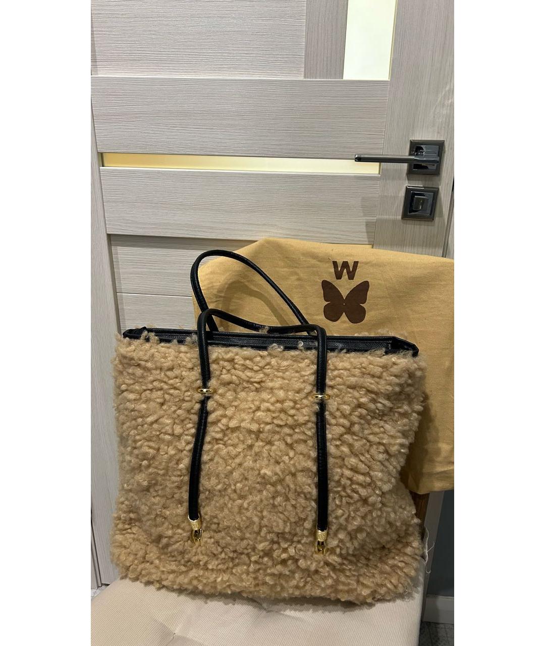 WEEKEND MAX MARA Бежевая синтетическая сумка тоут, фото 2