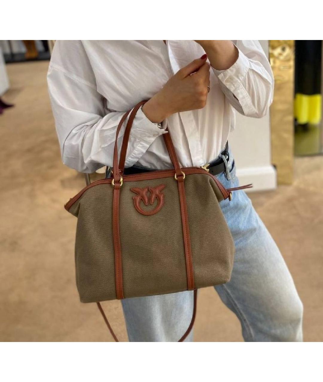 PINKO Хаки сумка тоут, фото 4