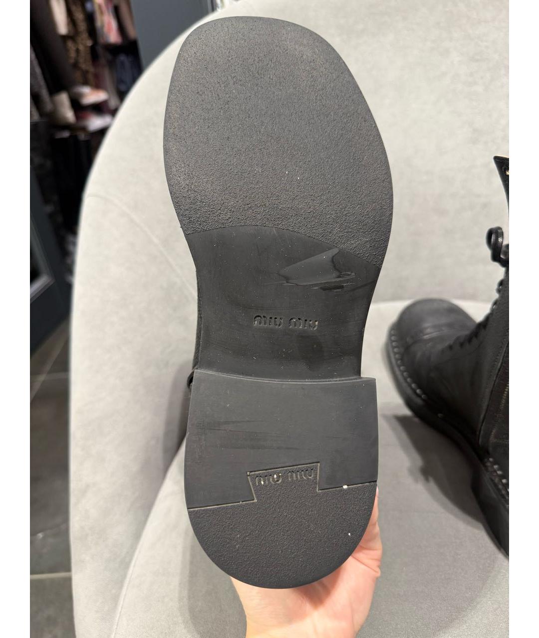 MIU MIU Черные кожаные ботинки, фото 6