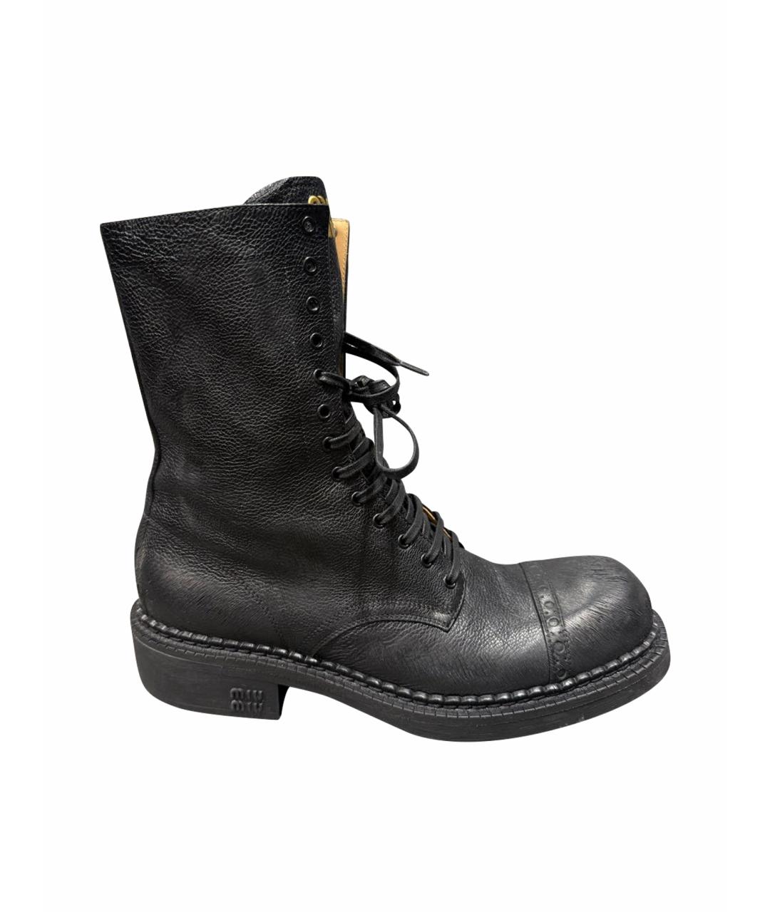 MIU MIU Черные кожаные ботинки, фото 7