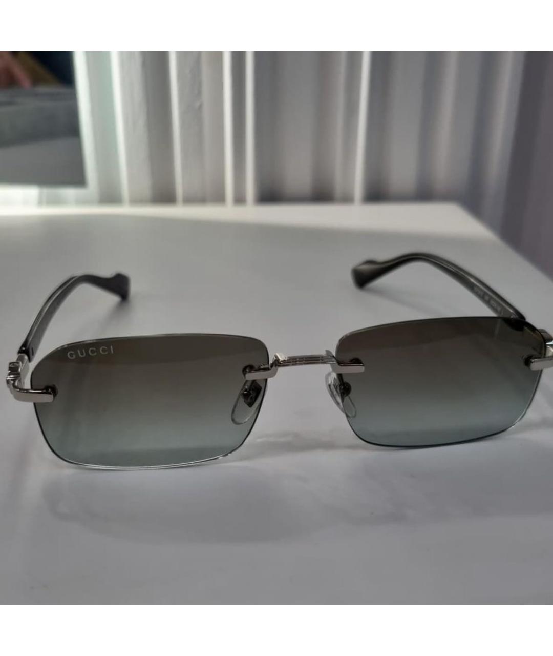 GUCCI Антрацитовые металлические солнцезащитные очки, фото 3