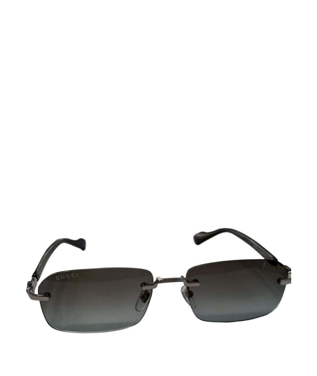 GUCCI Антрацитовые металлические солнцезащитные очки, фото 1