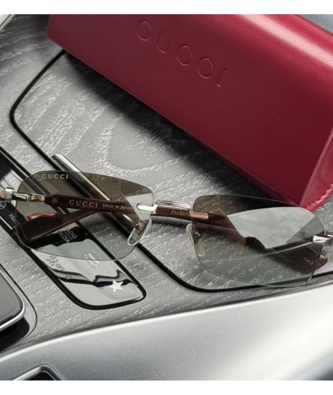 GUCCI Антрацитовые металлические солнцезащитные очки, фото 2