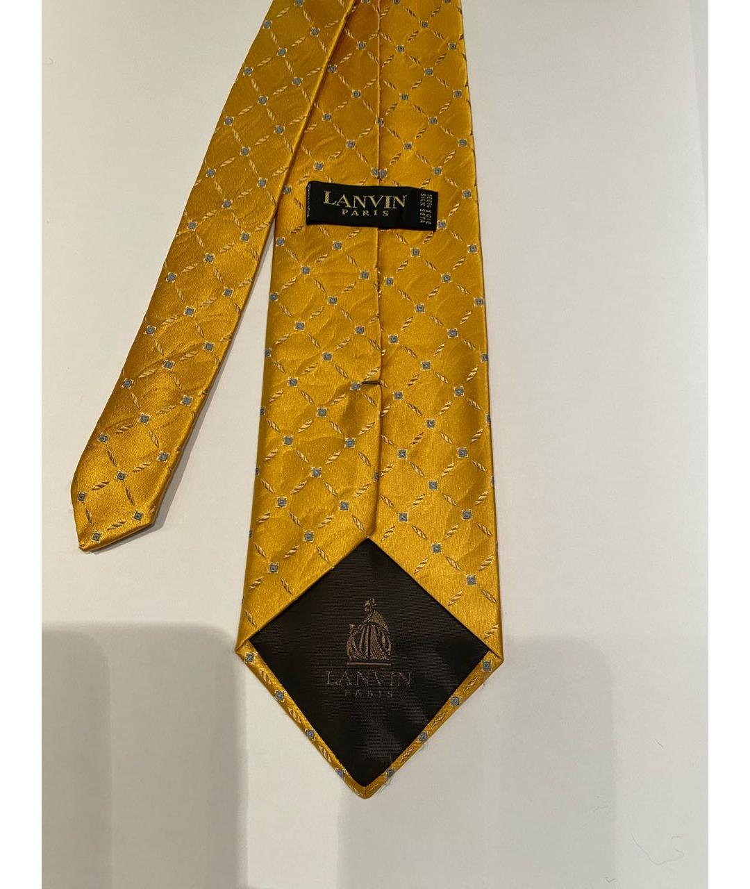 LANVIN Золотой шелковый галстук, фото 3