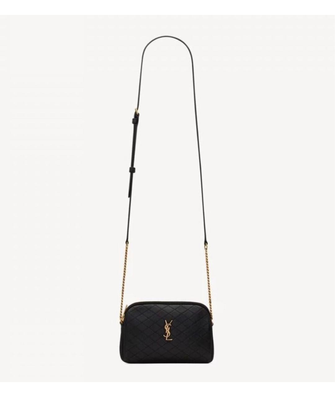 SAINT LAURENT Черная кожаная сумка через плечо, фото 2