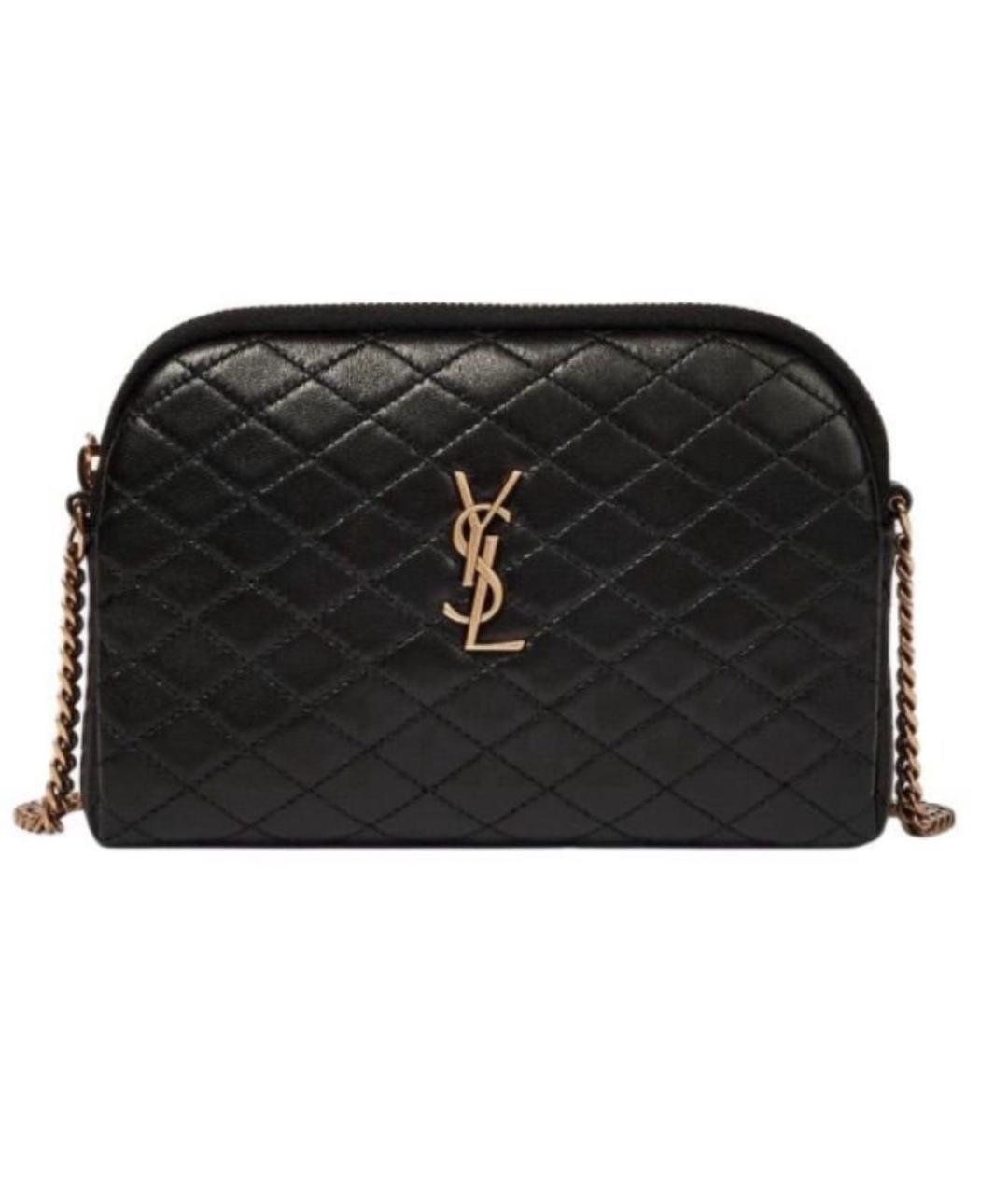 SAINT LAURENT Черная кожаная сумка через плечо, фото 6