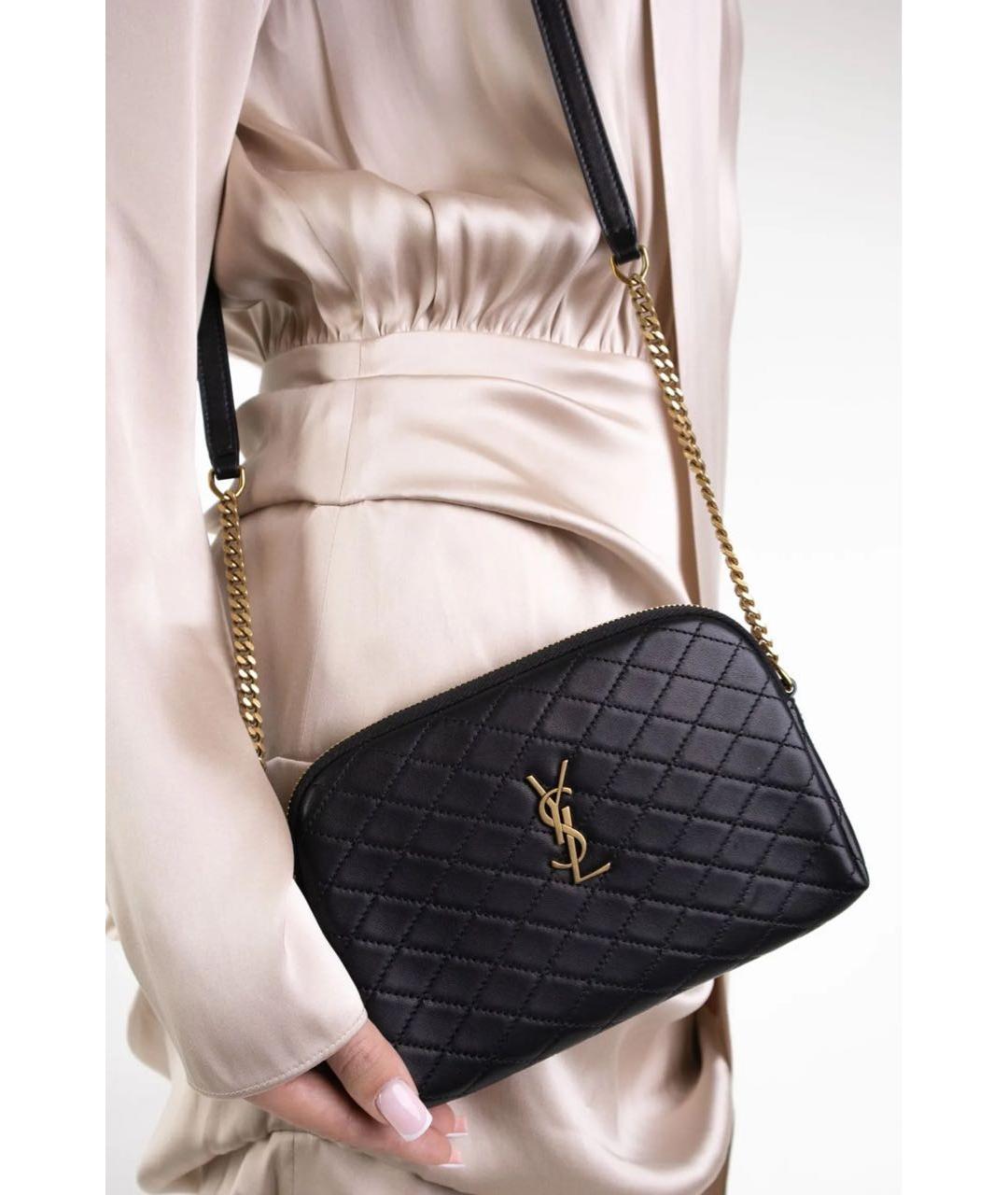 SAINT LAURENT Черная кожаная сумка через плечо, фото 3