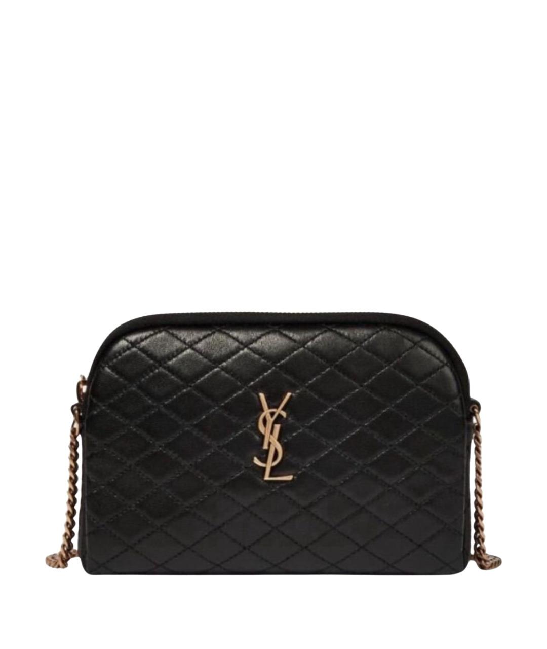 SAINT LAURENT Черная кожаная сумка через плечо, фото 1