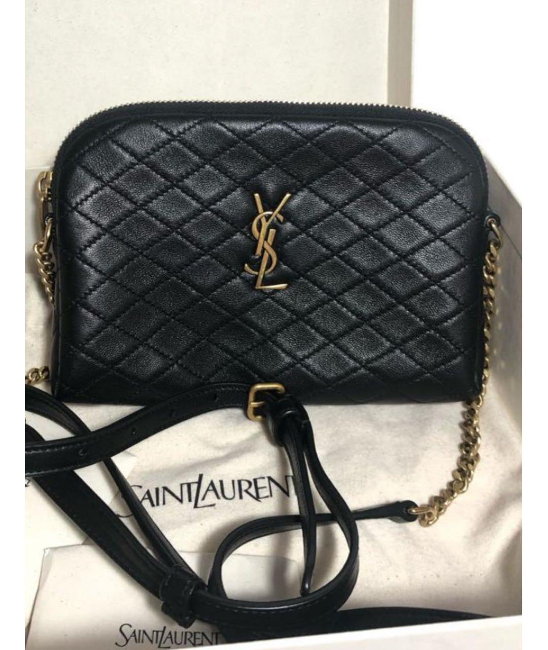 SAINT LAURENT Черная кожаная сумка через плечо, фото 4