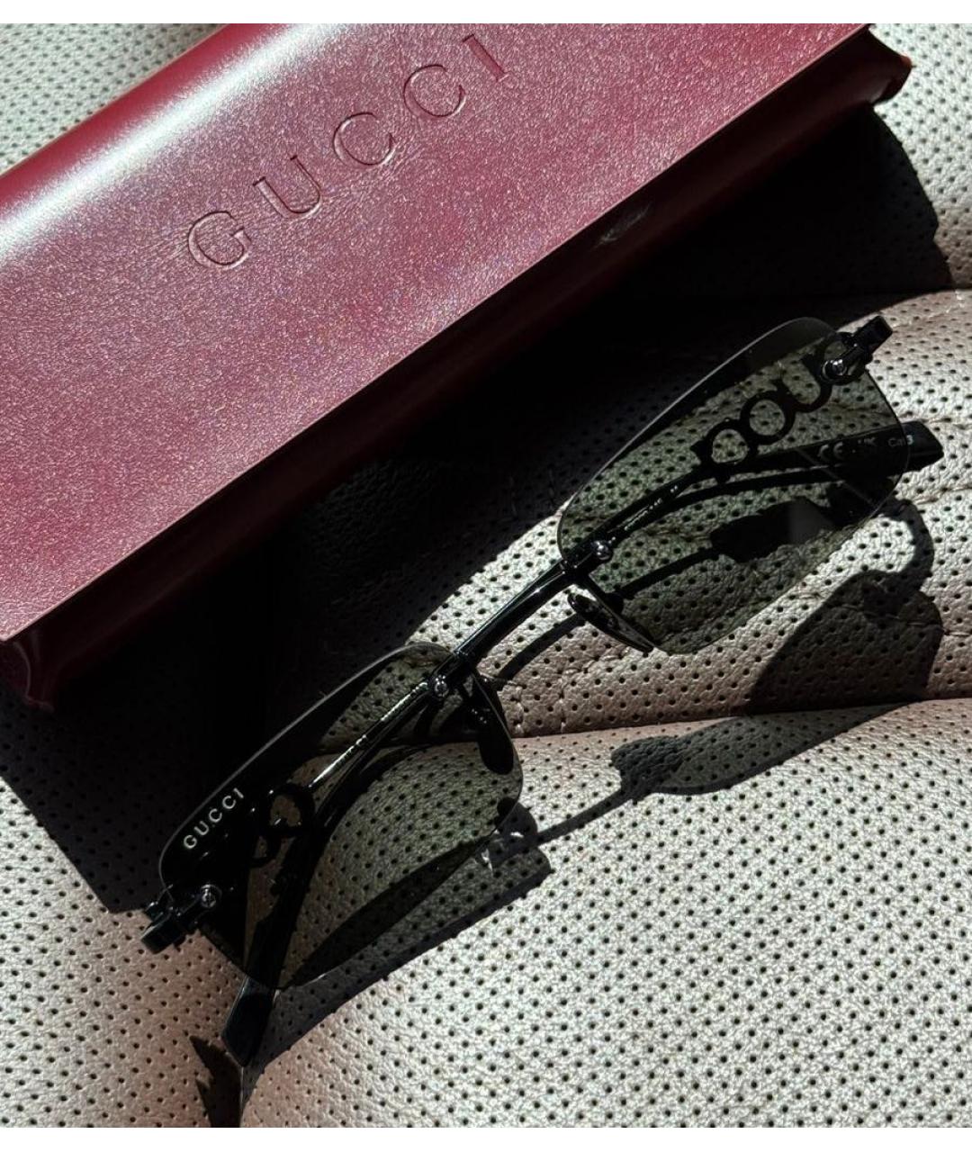 GUCCI Черные металлические солнцезащитные очки, фото 2