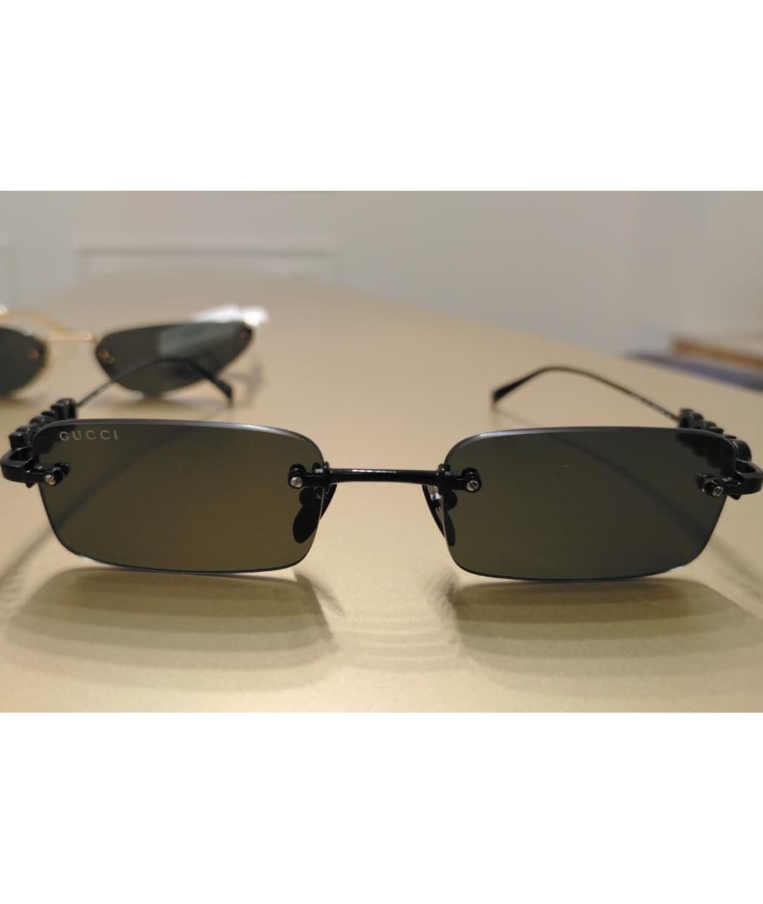 GUCCI Черные металлические солнцезащитные очки, фото 3