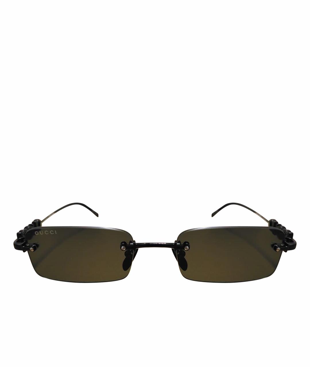 GUCCI Черные металлические солнцезащитные очки, фото 1