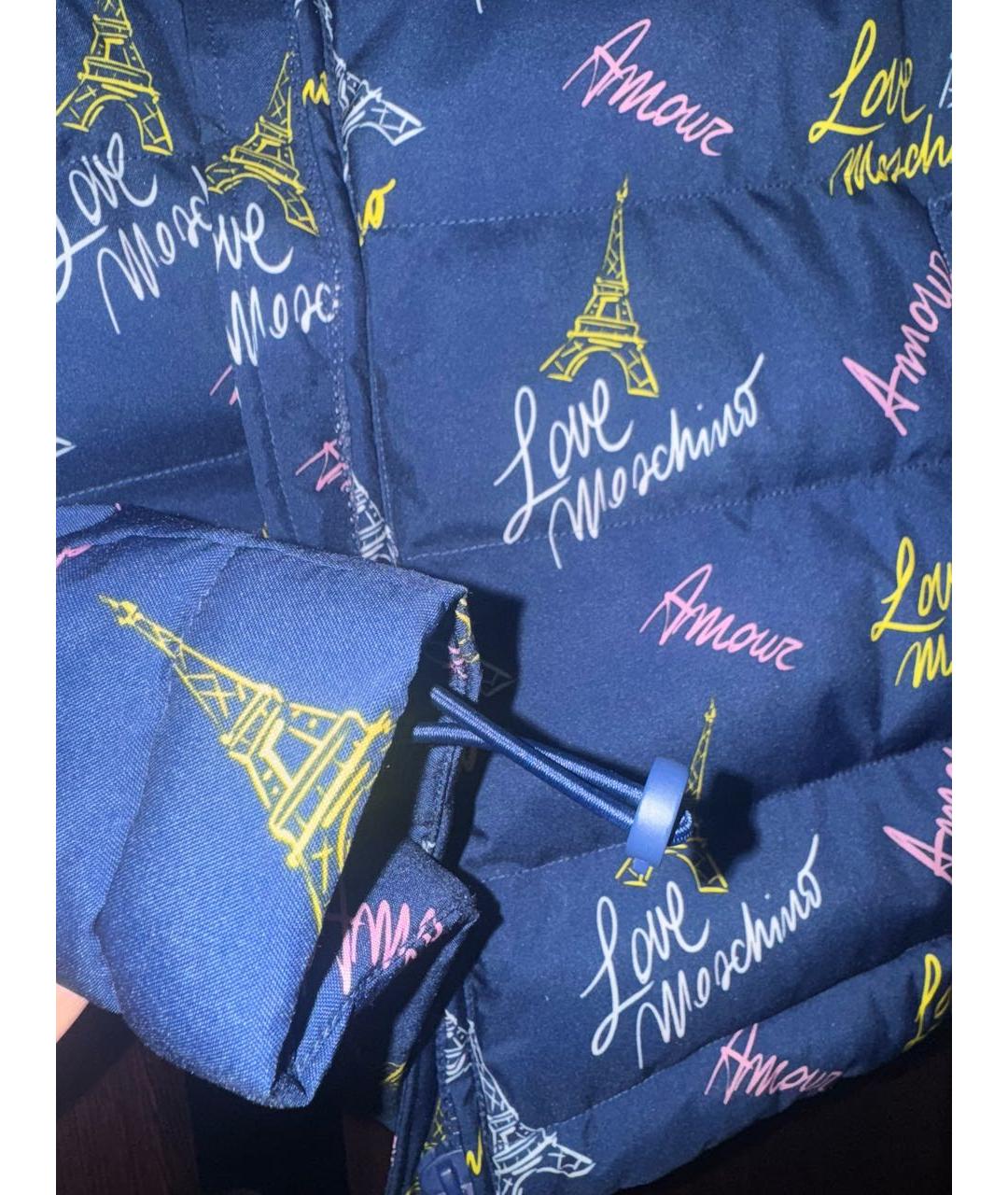 LOVE MOSCHINO Темно-синяя полиэстеровая куртка, фото 6