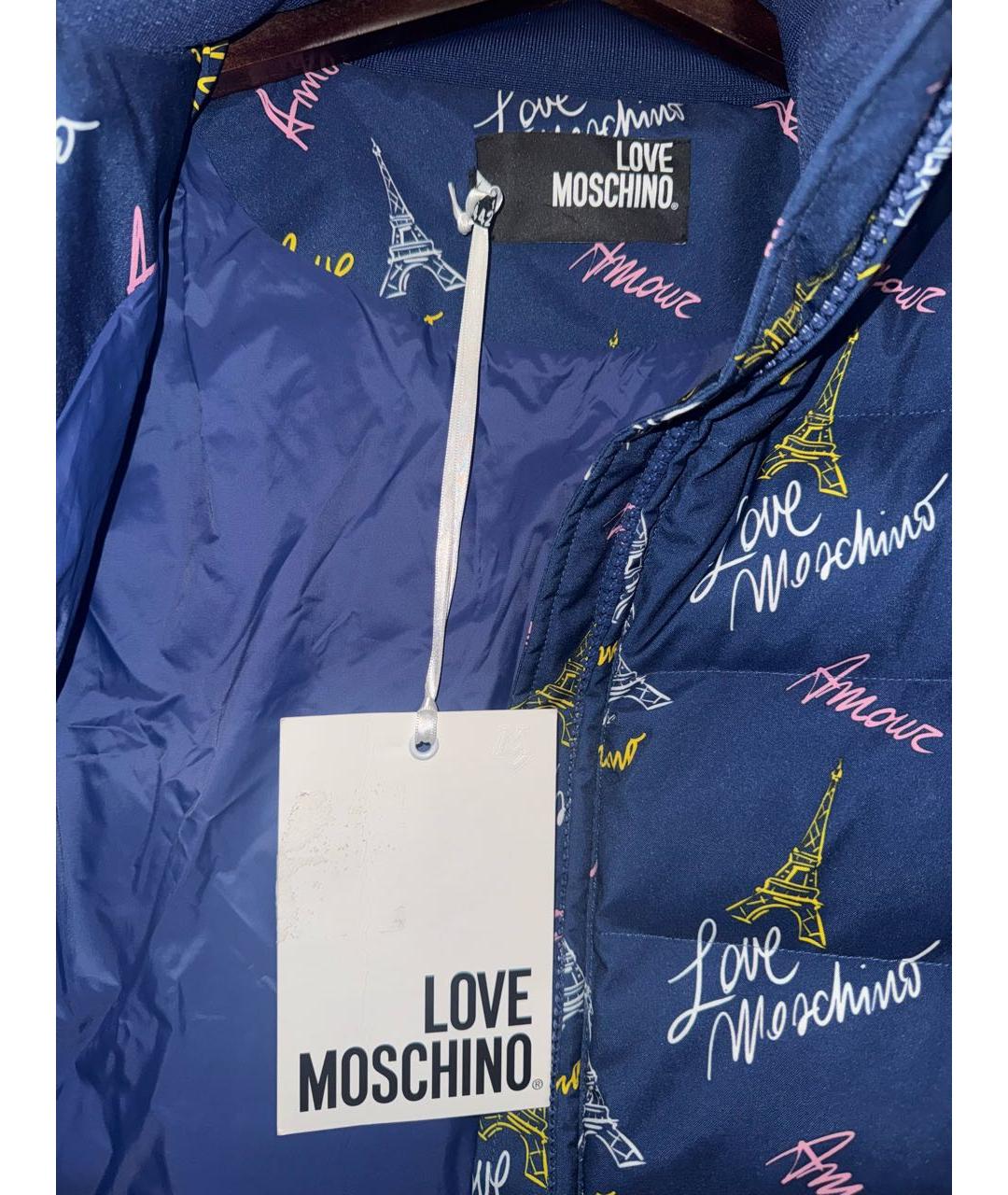 LOVE MOSCHINO Темно-синяя полиэстеровая куртка, фото 3