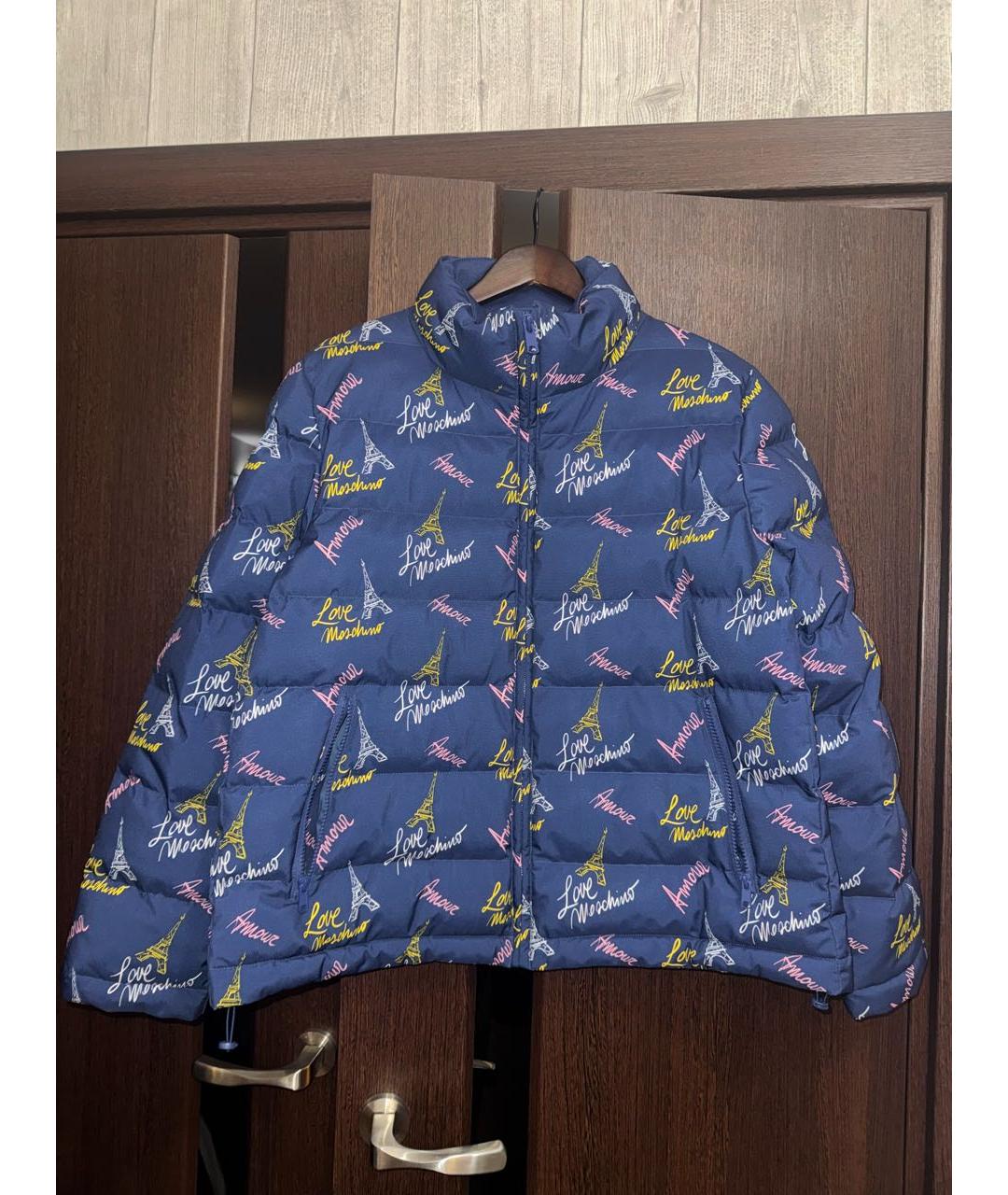 LOVE MOSCHINO Темно-синяя полиэстеровая куртка, фото 9