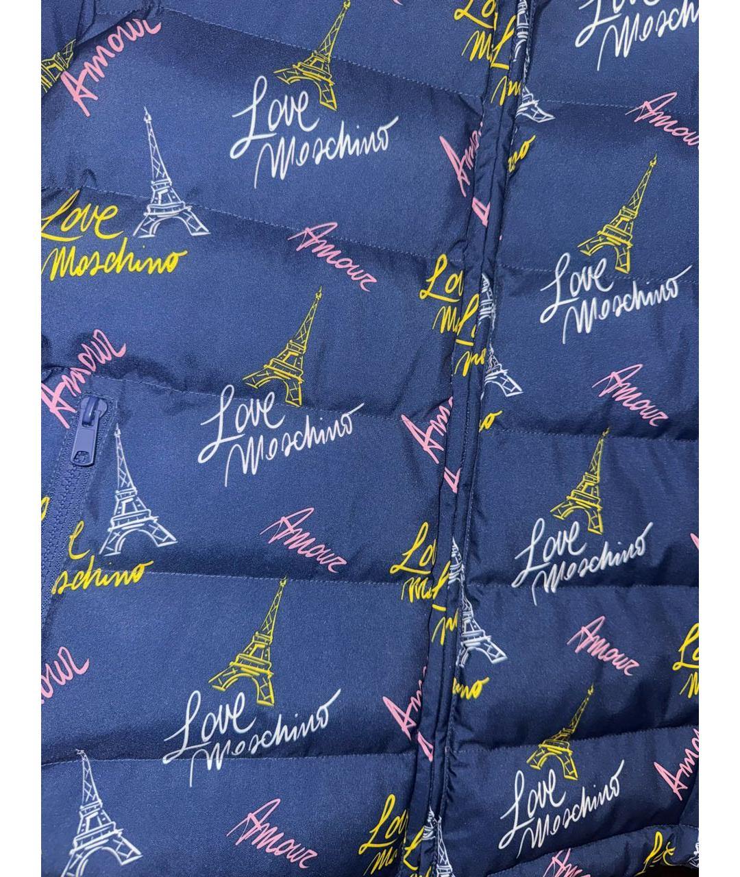 LOVE MOSCHINO Темно-синяя полиэстеровая куртка, фото 4