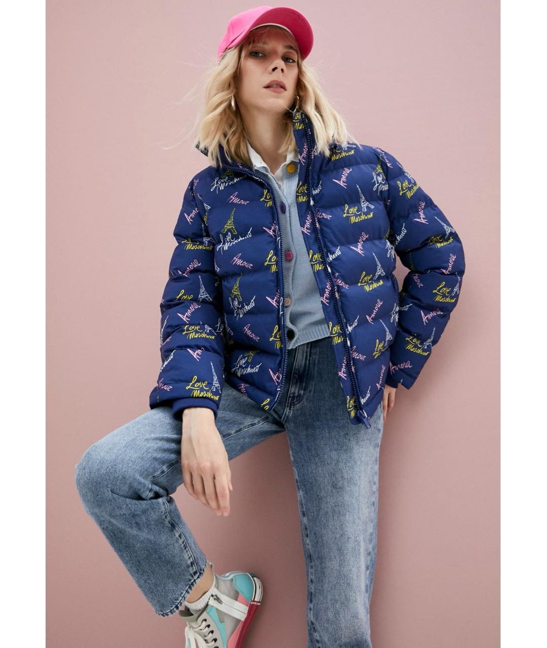 LOVE MOSCHINO Темно-синяя полиэстеровая куртка, фото 8