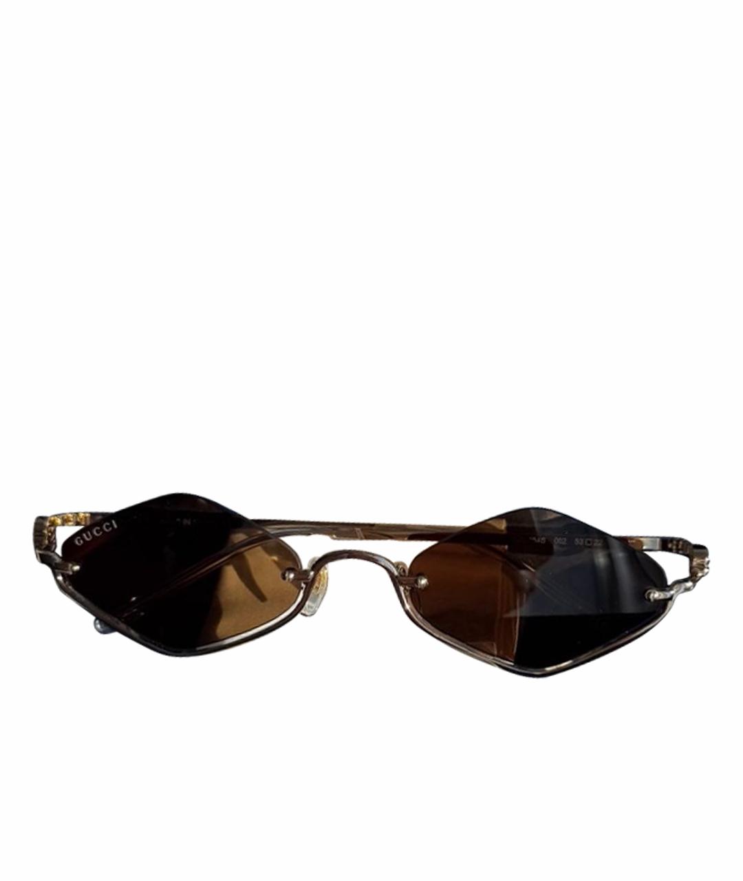 GUCCI Коричневые металлические солнцезащитные очки, фото 4