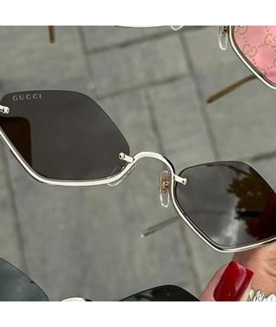 GUCCI Коричневые металлические солнцезащитные очки, фото 2