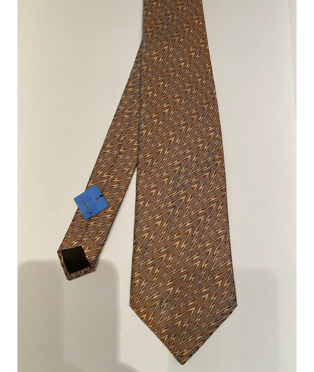 LANVIN Коричневый шелковый галстук, фото 2