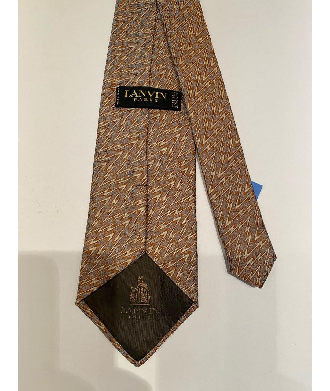 LANVIN Коричневый шелковый галстук, фото 3
