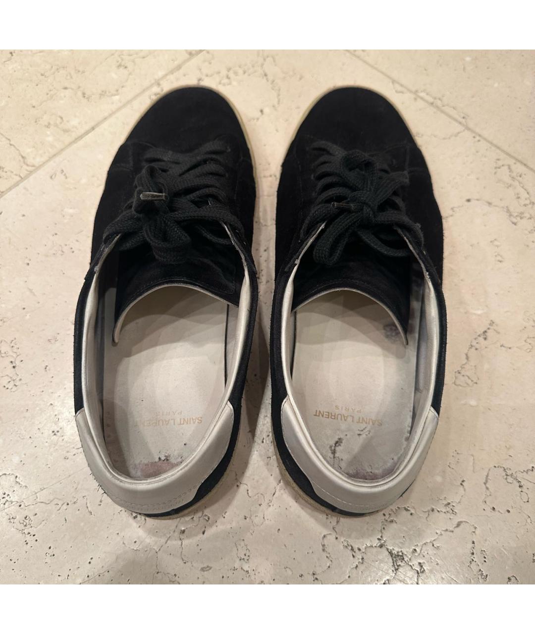 SAINT LAURENT Черные замшевые низкие кроссовки / кеды, фото 3