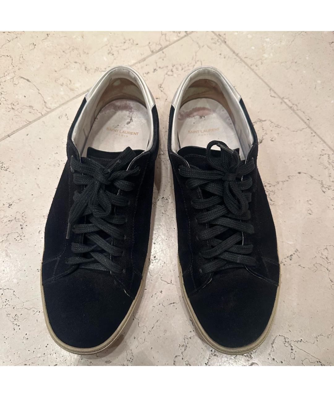 SAINT LAURENT Черные замшевые низкие кроссовки / кеды, фото 2