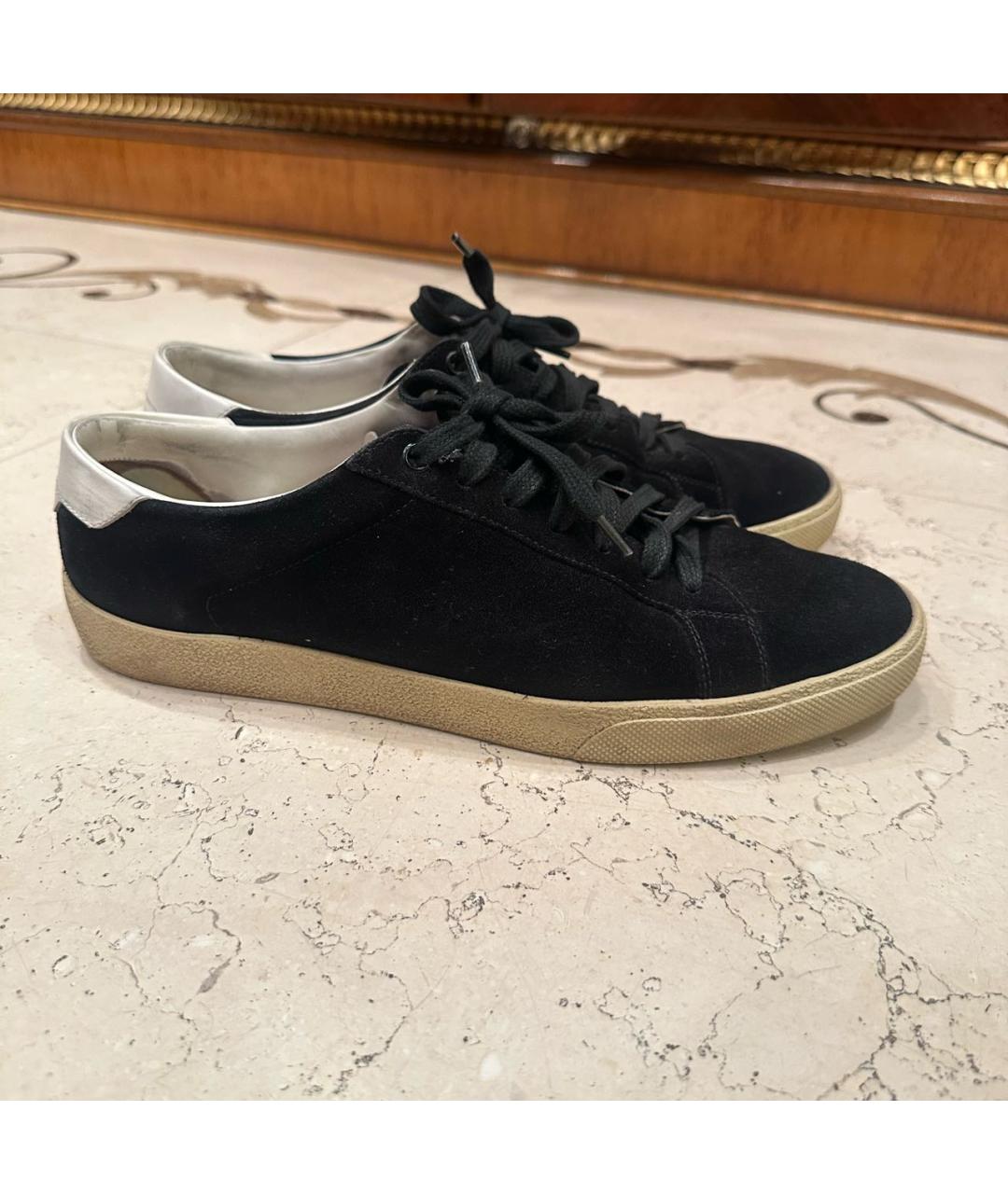 SAINT LAURENT Черные замшевые низкие кроссовки / кеды, фото 5