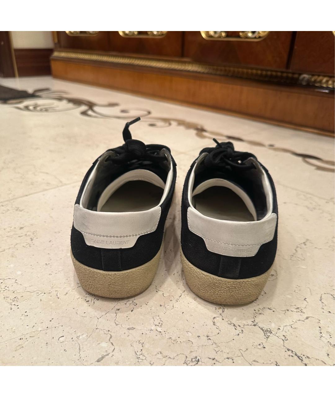 SAINT LAURENT Черные замшевые низкие кроссовки / кеды, фото 4