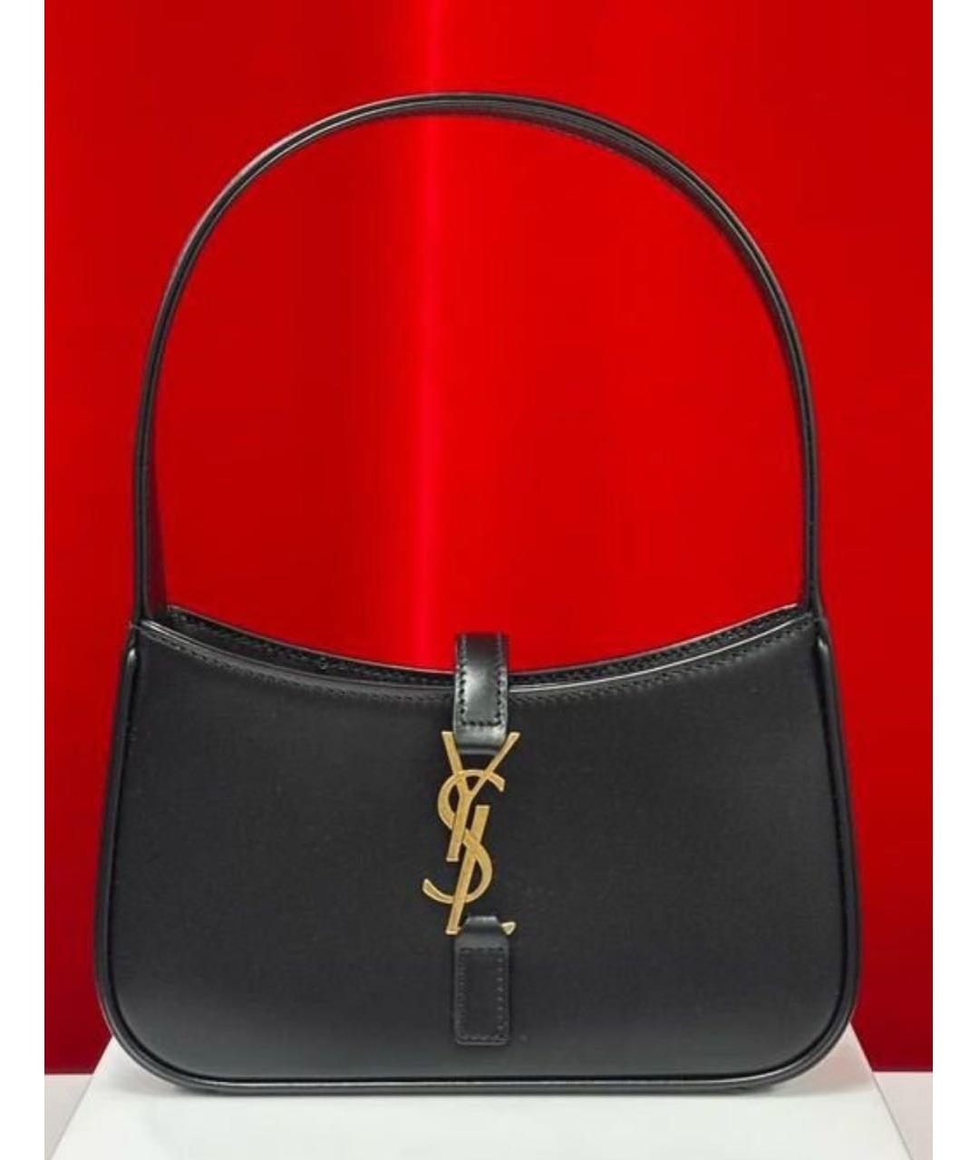 SAINT LAURENT Черная кожаная сумка с короткими ручками, фото 5