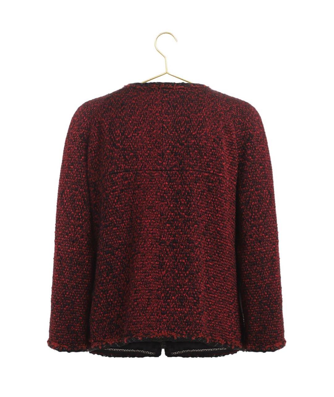 CHANEL Бордовый шерстяной жакет/пиджак, фото 2