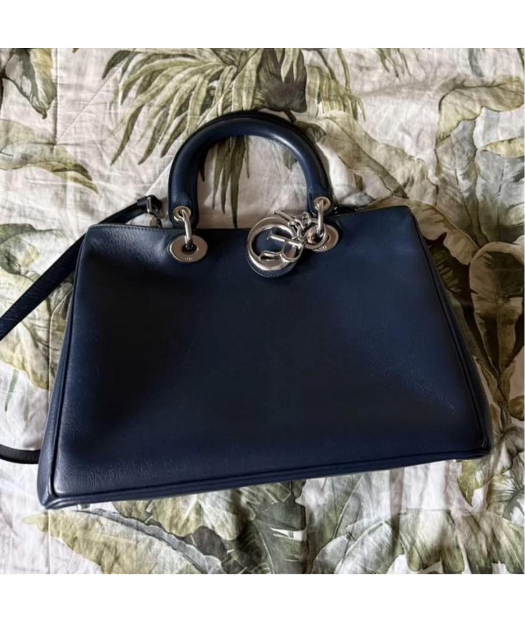 CHRISTIAN DIOR Темно-синяя кожаная сумка через плечо, фото 3