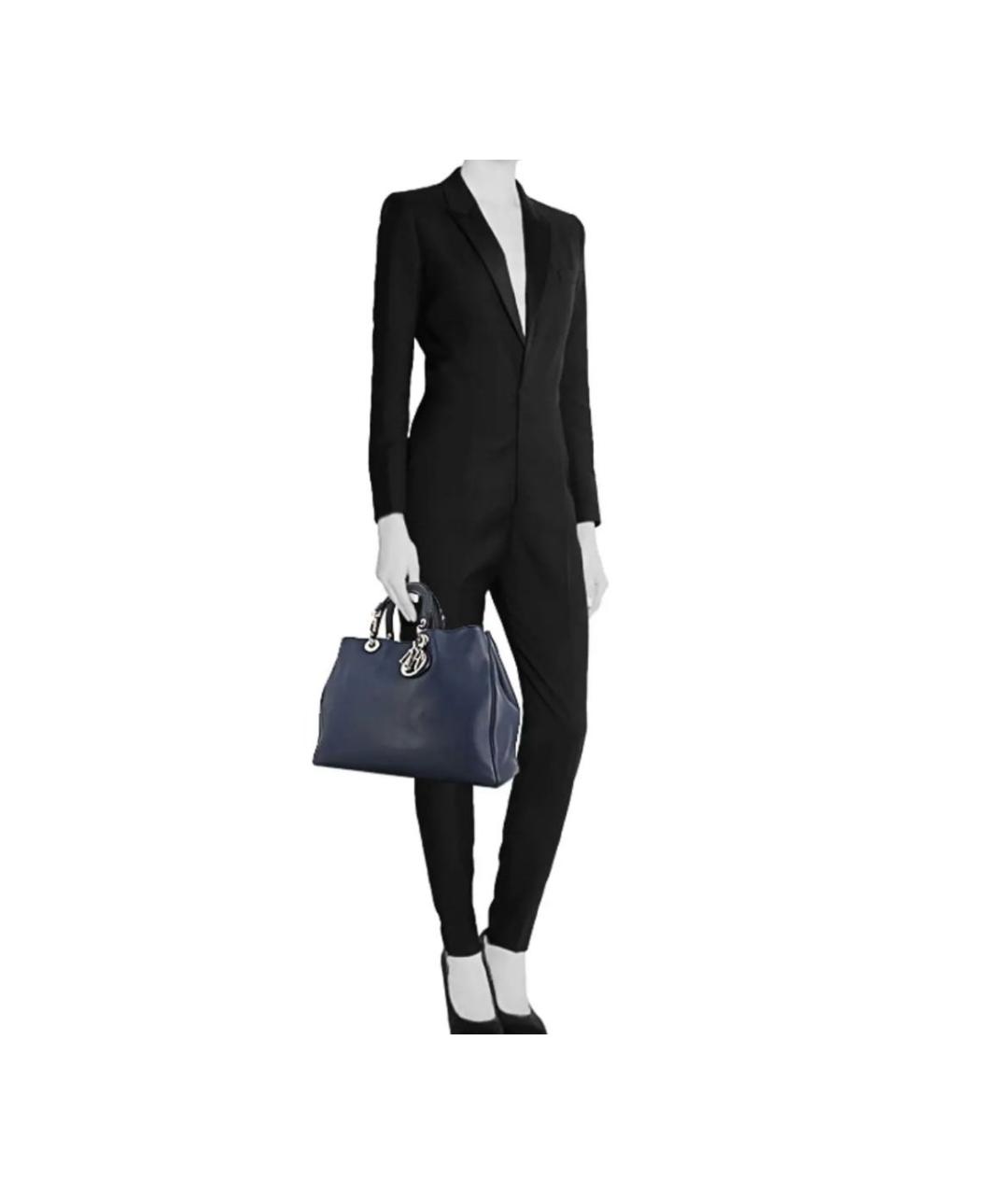 CHRISTIAN DIOR Темно-синяя кожаная сумка через плечо, фото 7