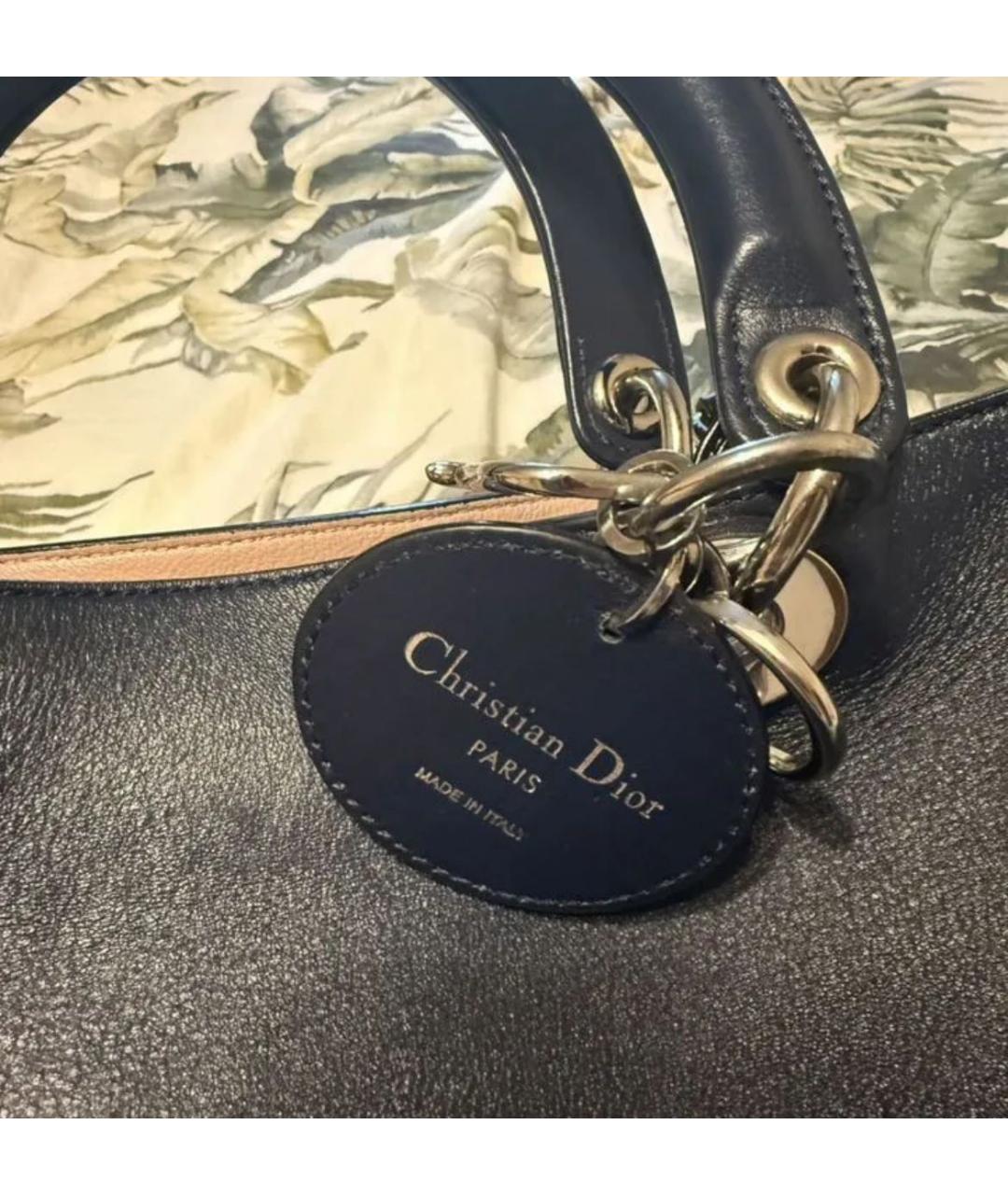 CHRISTIAN DIOR Темно-синяя кожаная сумка через плечо, фото 2