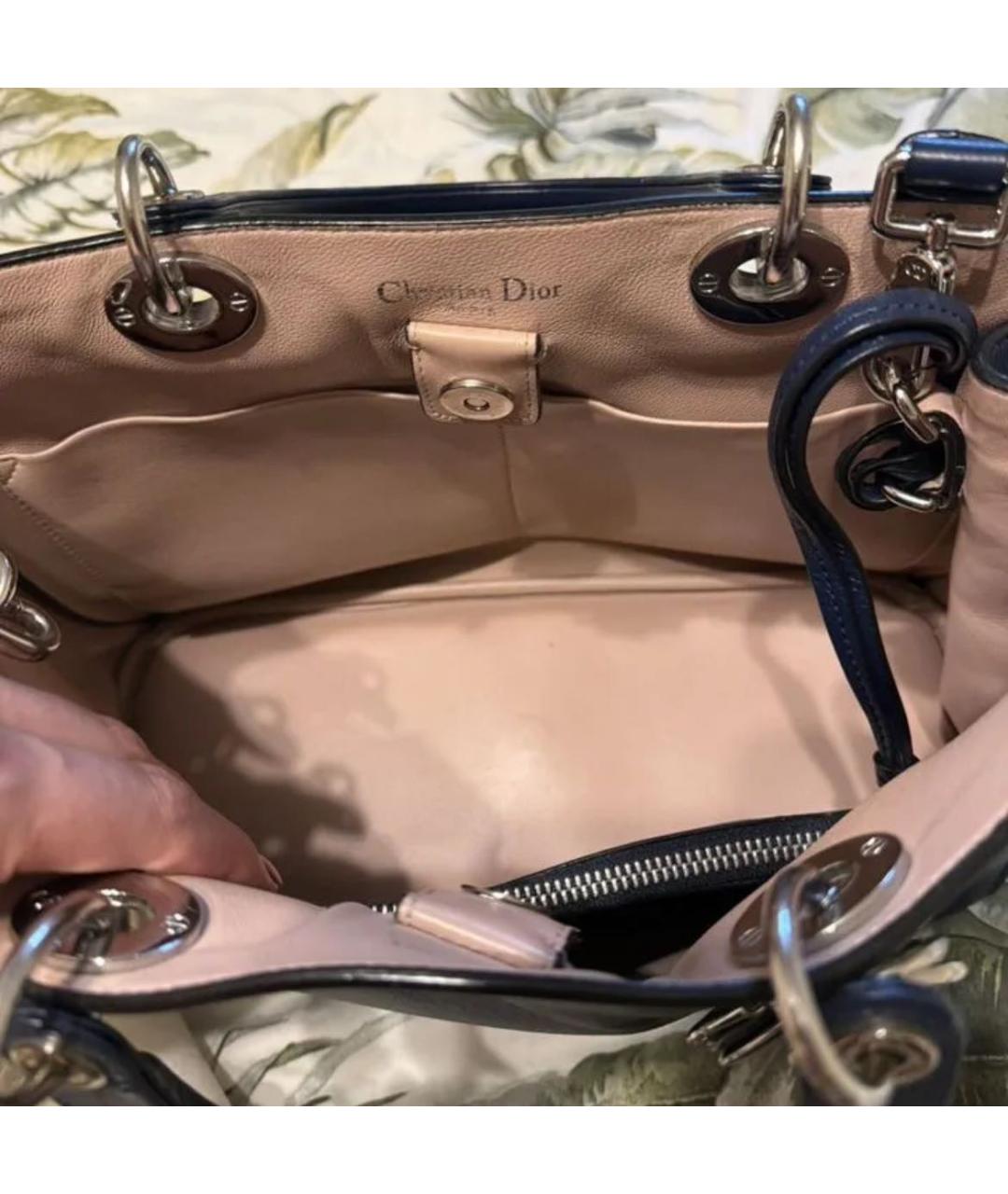 CHRISTIAN DIOR Темно-синяя кожаная сумка через плечо, фото 6