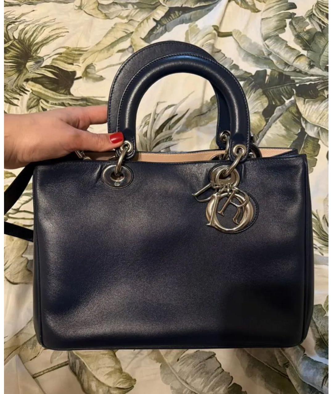 CHRISTIAN DIOR Темно-синяя кожаная сумка через плечо, фото 8