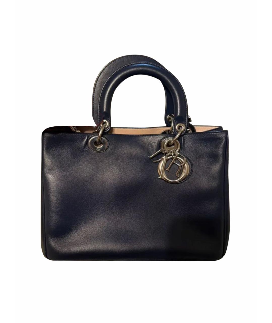 CHRISTIAN DIOR Темно-синяя кожаная сумка через плечо, фото 1