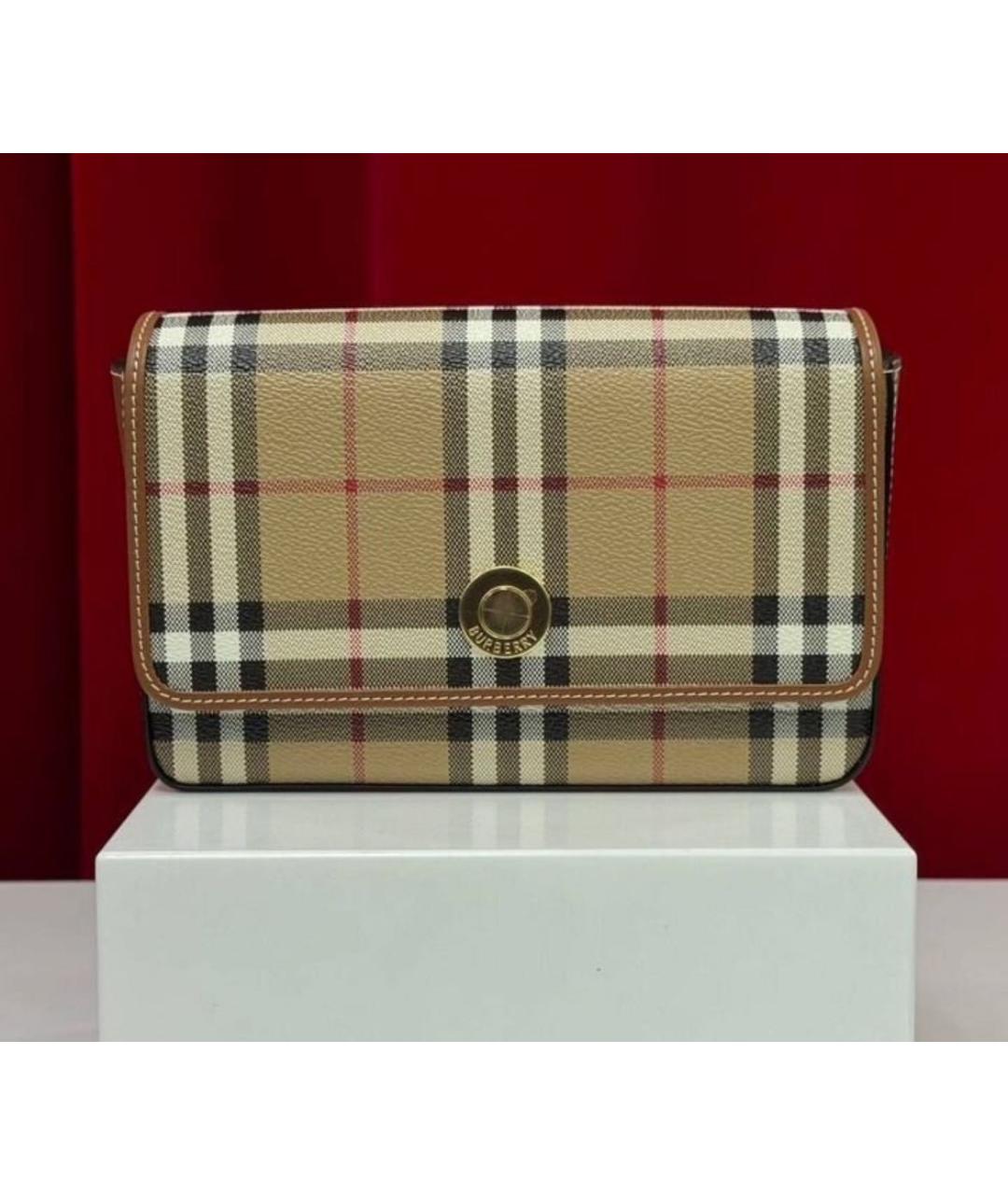 BURBERRY Бежевая кожаная сумка через плечо, фото 5