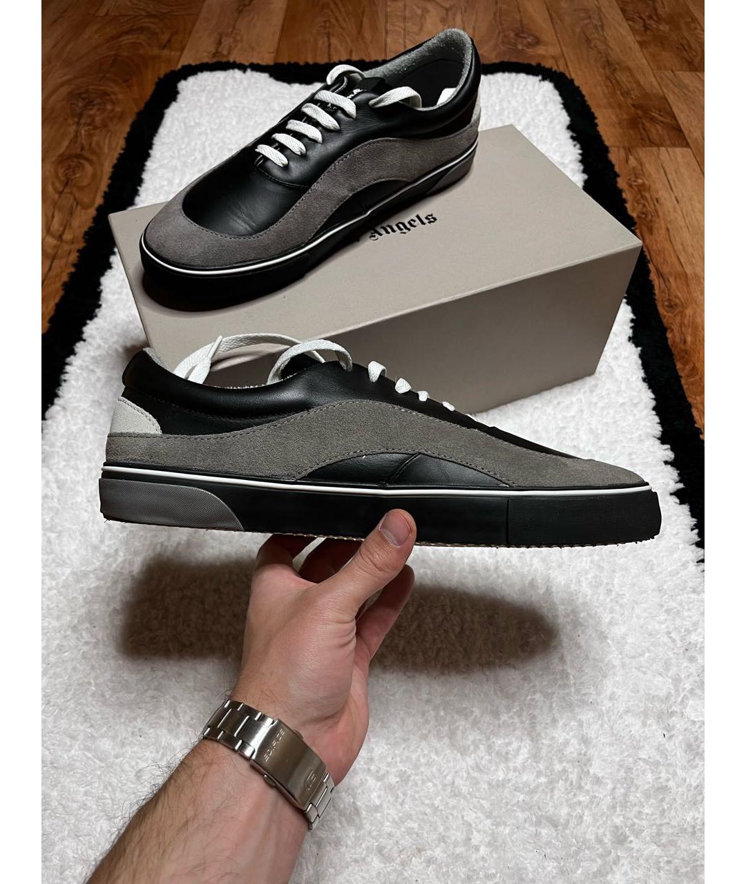 PALM ANGELS Черные кожаные низкие кроссовки / кеды, фото 9