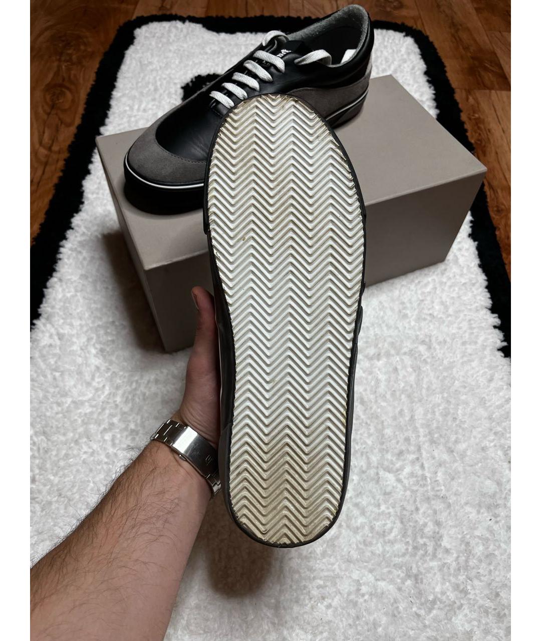 PALM ANGELS Черные кожаные низкие кроссовки / кеды, фото 6