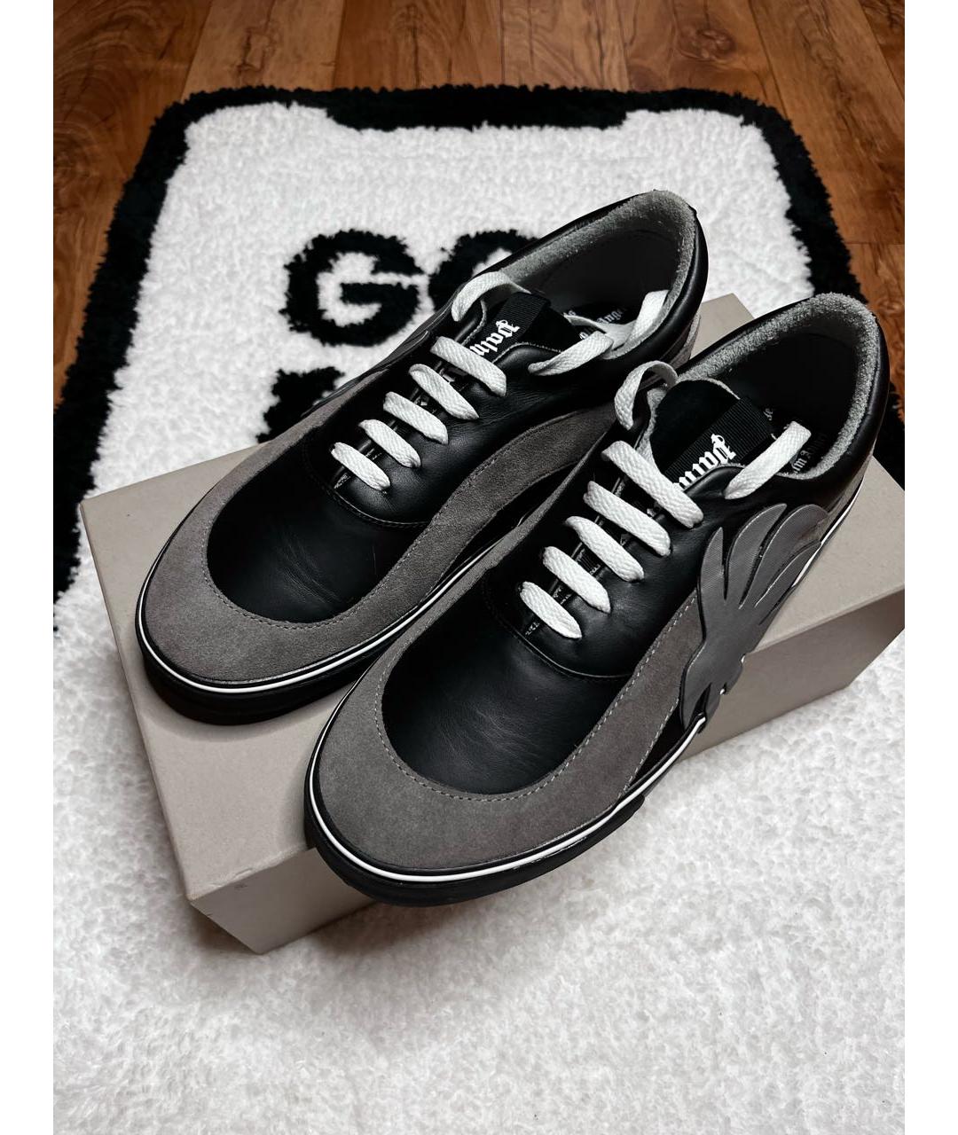 PALM ANGELS Черные кожаные низкие кроссовки / кеды, фото 3