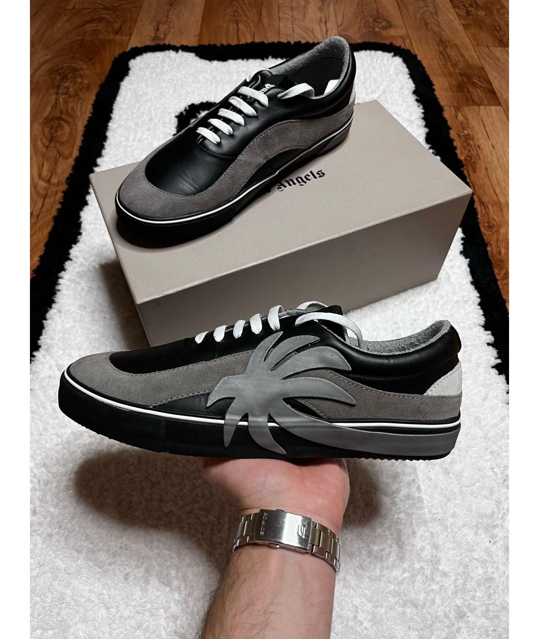 PALM ANGELS Черные кожаные низкие кроссовки / кеды, фото 2