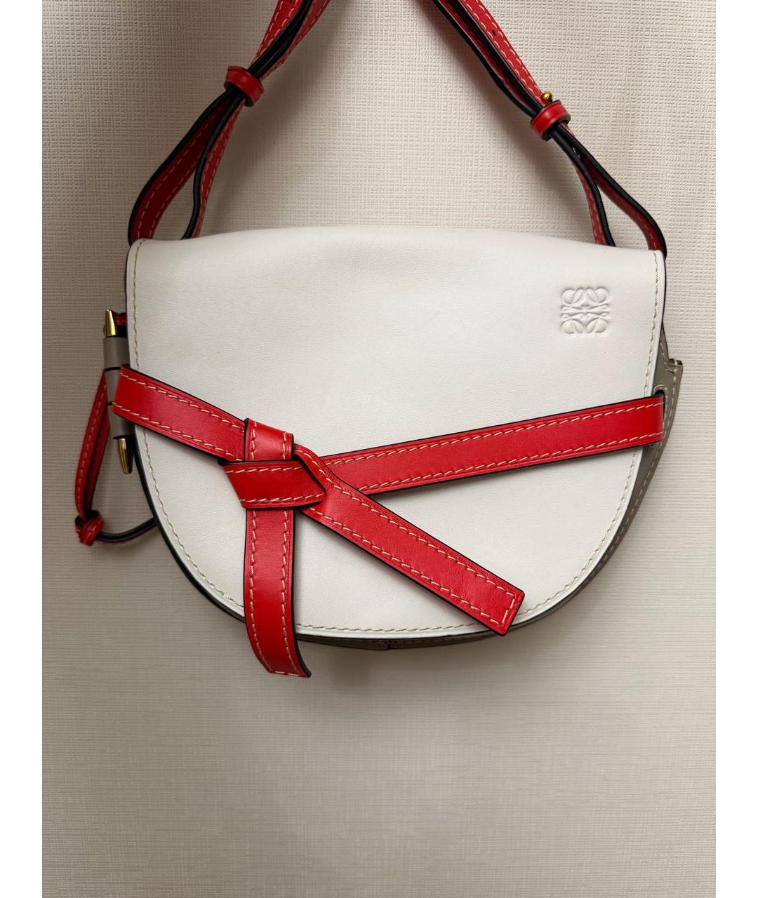 LOEWE Белая кожаная сумка через плечо, фото 5