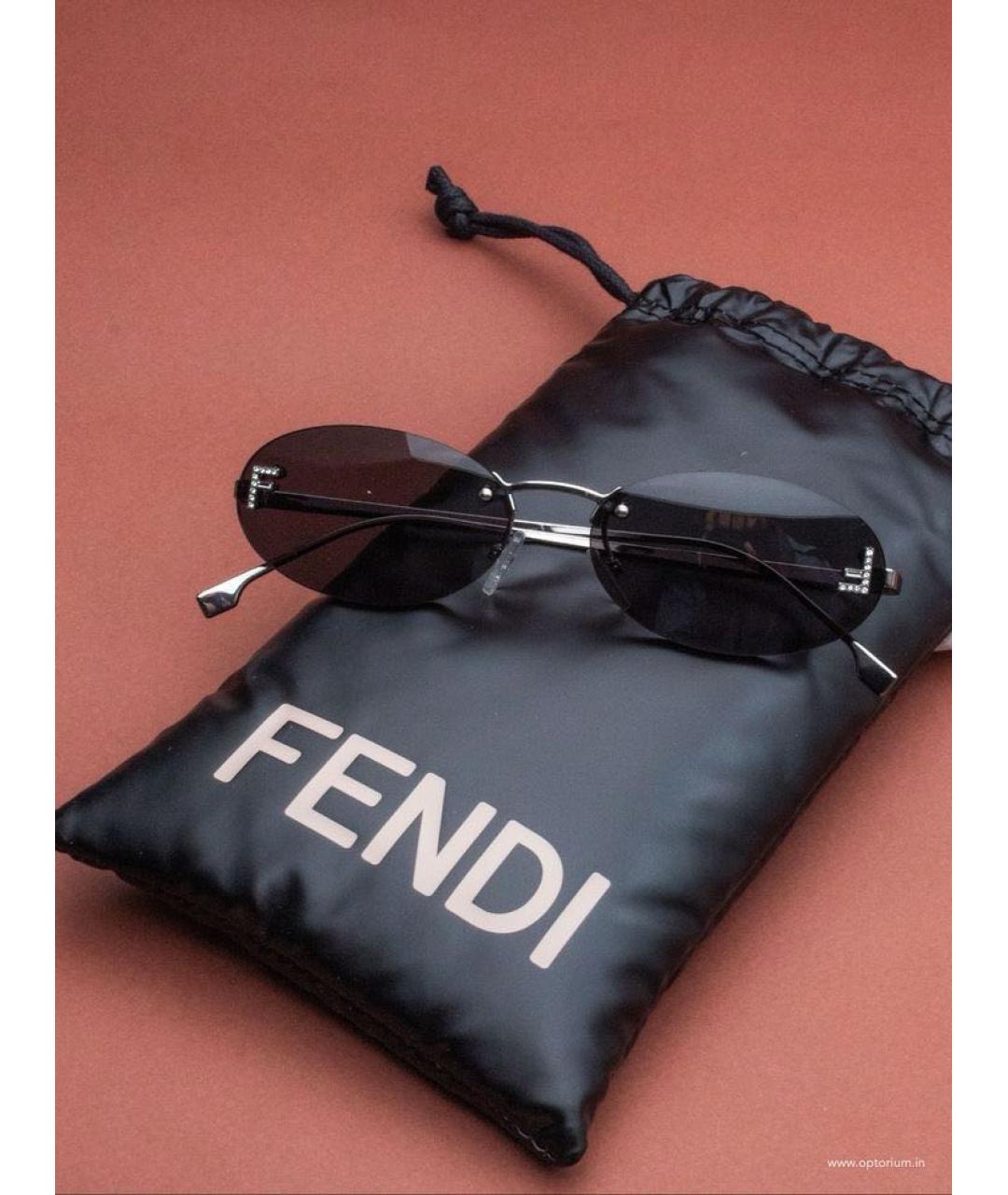 FENDI Серые металлические солнцезащитные очки, фото 3