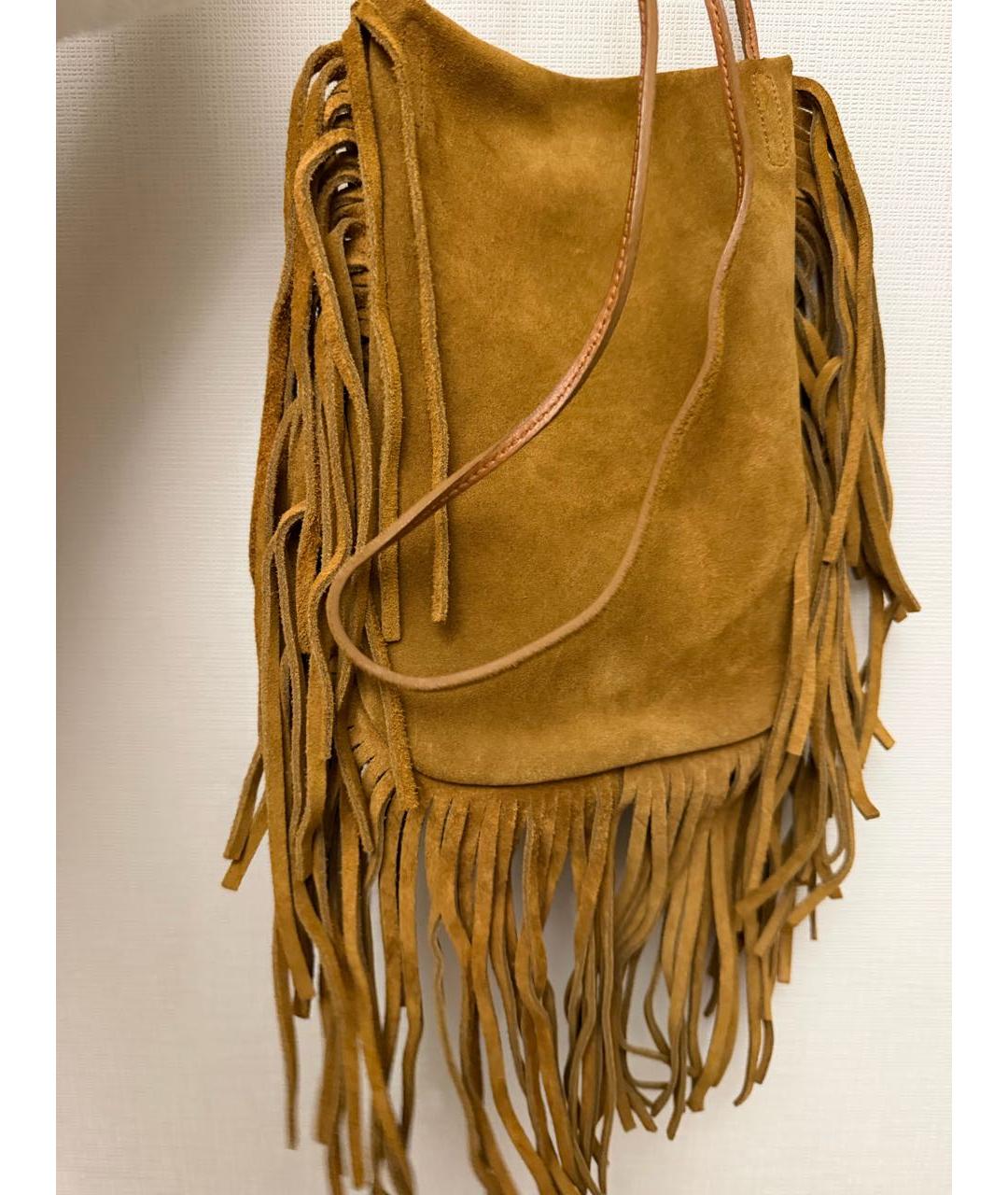 SAINT LAURENT Коричневая замшевая сумка через плечо, фото 2